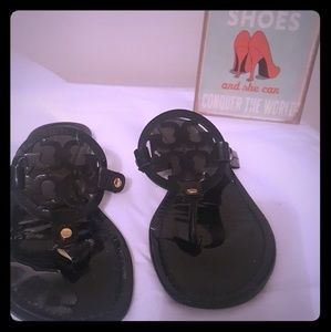 Tory Burch Black Patent Slides